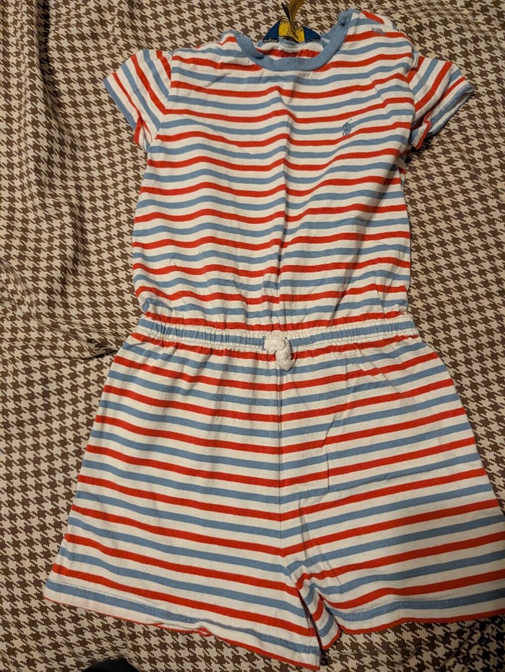Polo by Ralph Lauren Striped Short Romper - Red, Blue & White